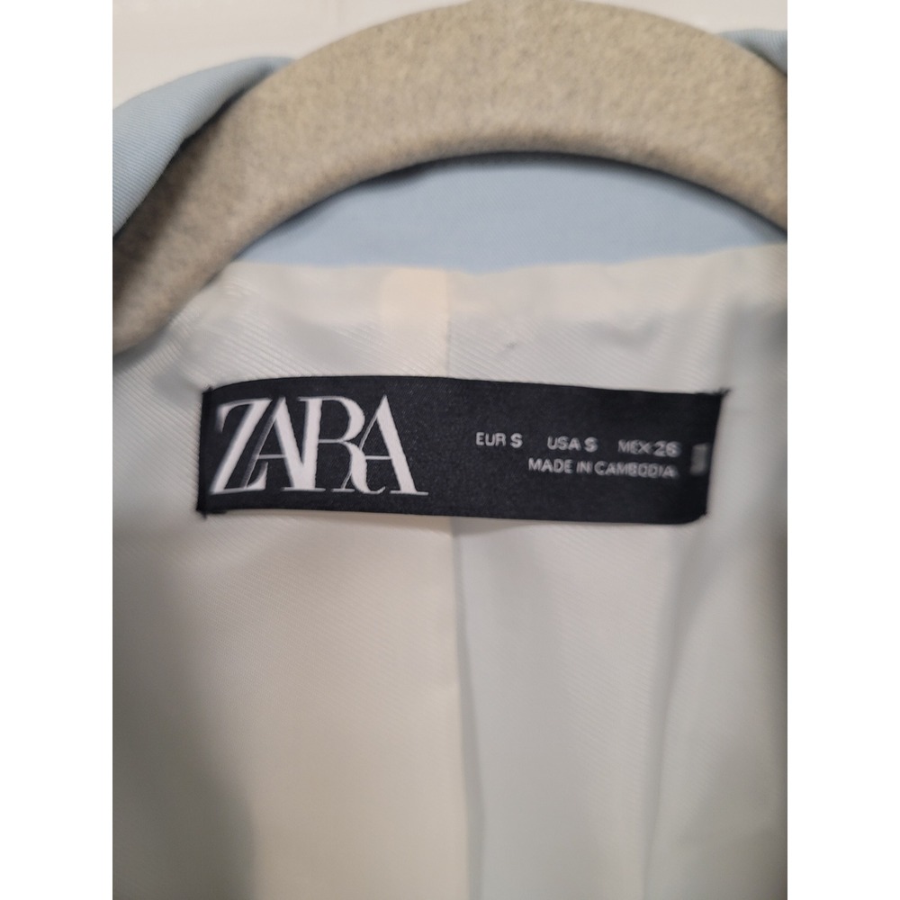 Zara Womans Blazer Blue 2 Button Front Relaxed Fit Modern Chic Jacket Size S - Picture 2 of 5